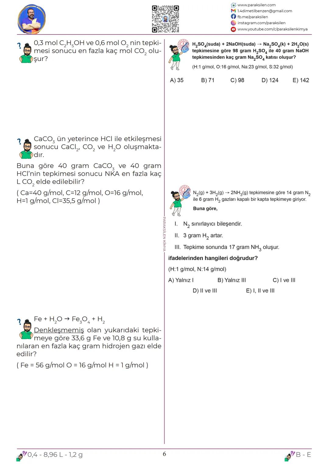 TYT
10
KİMYASAL
HESAPLAMALAR
www.youtube.com/@paraksilen
www.paraksilen.com
@paraksilenkimya 10. SINIF 1. ÜNİTE
10.1. KİMYANIN TEMEL KANUNLA