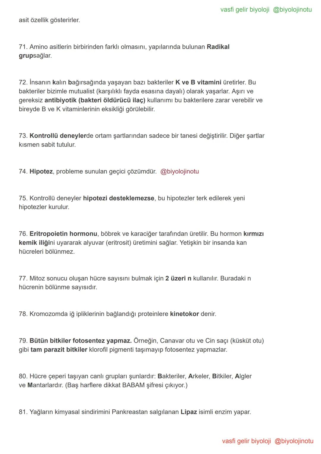 vasfi gelir biyoloji @biyolojinotu
100 Maddede YKS Biyoloji Tekrar - TYT AYT Biyoloji Kısa Notlar
Genel tekrar için 100 pratik Biyoloji no