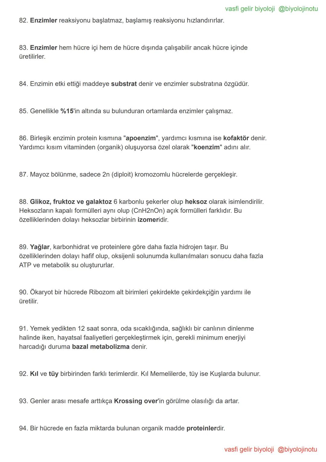 vasfi gelir biyoloji @biyolojinotu
100 Maddede YKS Biyoloji Tekrar - TYT AYT Biyoloji Kısa Notlar
Genel tekrar için 100 pratik Biyoloji no