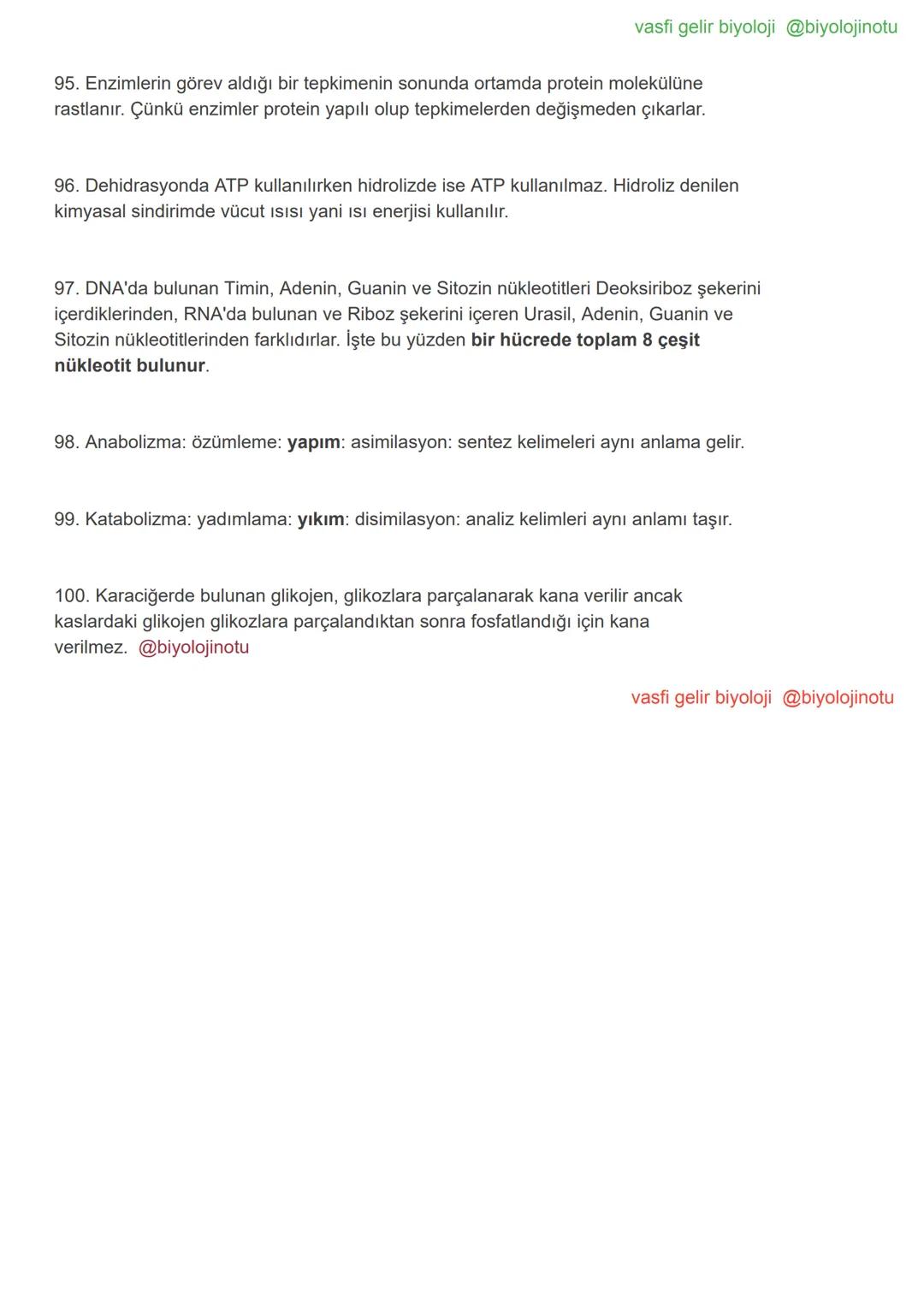 vasfi gelir biyoloji @biyolojinotu
100 Maddede YKS Biyoloji Tekrar - TYT AYT Biyoloji Kısa Notlar
Genel tekrar için 100 pratik Biyoloji no