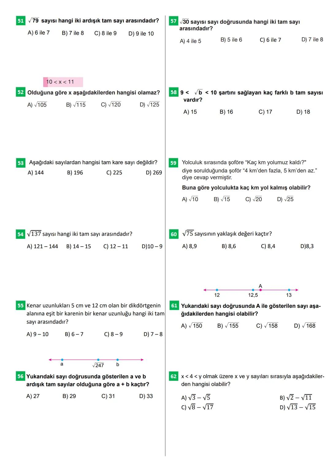 # 100 SORUDA
TAMKARE SAYILAR
VE
TAMKARE OLMAYAN
SAYILARIN
KAREKÖKLERİ
VİDEO ÇÖZÜM
Bu testteki sorular internet üzerinde yayınlanan sorula