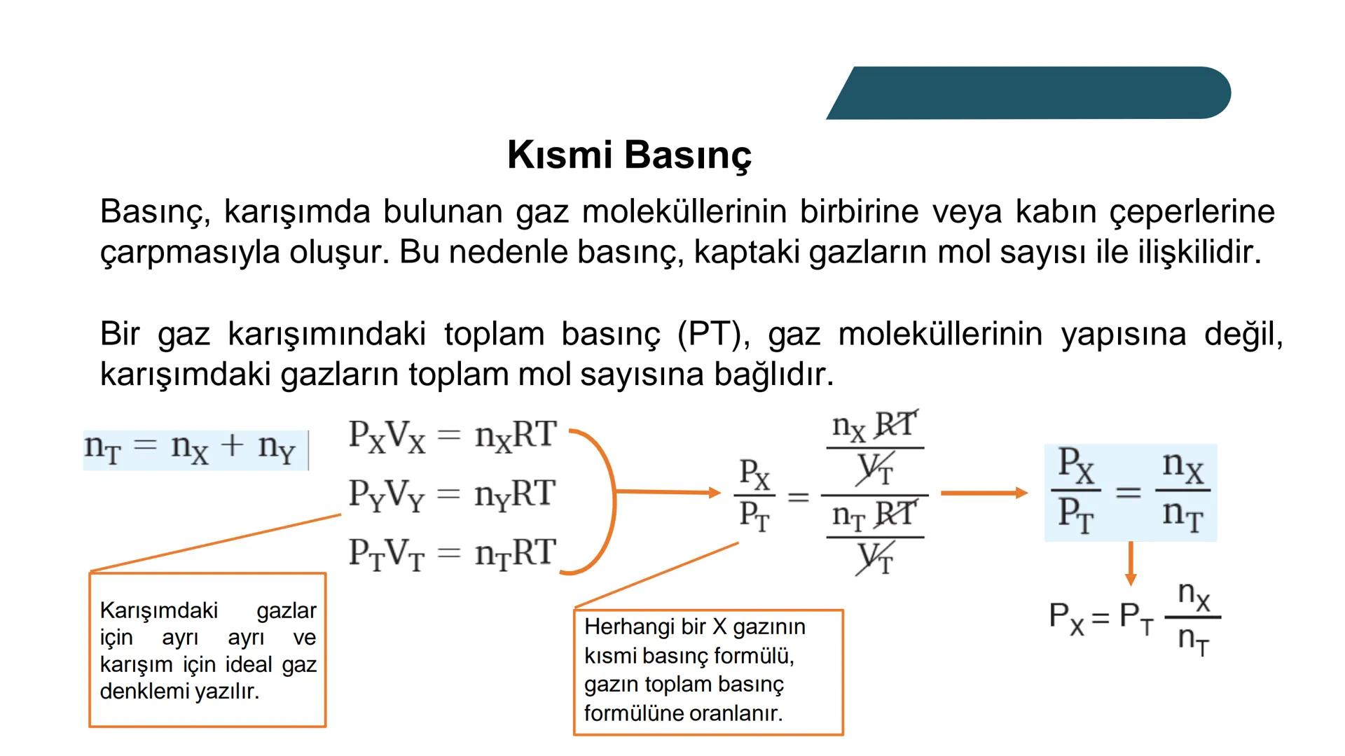 Gaz Karışımları ve Kısmi Basınç
Doğada gazlar çoğunlukla karışım hâlinde bulunur. Örneğin atmosfer; azot,
oksijen, argon, karbon dioksit ve