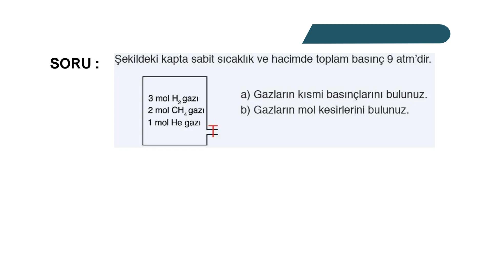 Gaz Karışımları ve Kısmi Basınç
Doğada gazlar çoğunlukla karışım hâlinde bulunur. Örneğin atmosfer; azot,
oksijen, argon, karbon dioksit ve