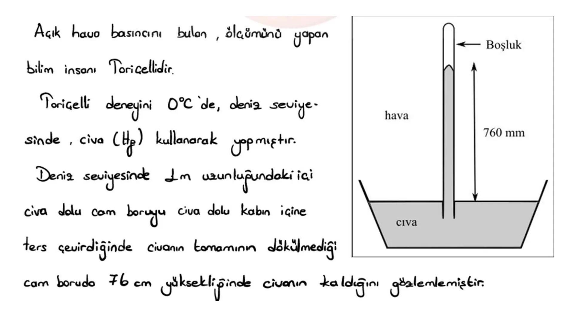 Gaz Basıncı
• Gazlar bulundukları kabın tamamını doldururlar. Gazlar ağırlıkların-
dan ve taneciklerinin hareketinden dolayı bulundukları ka