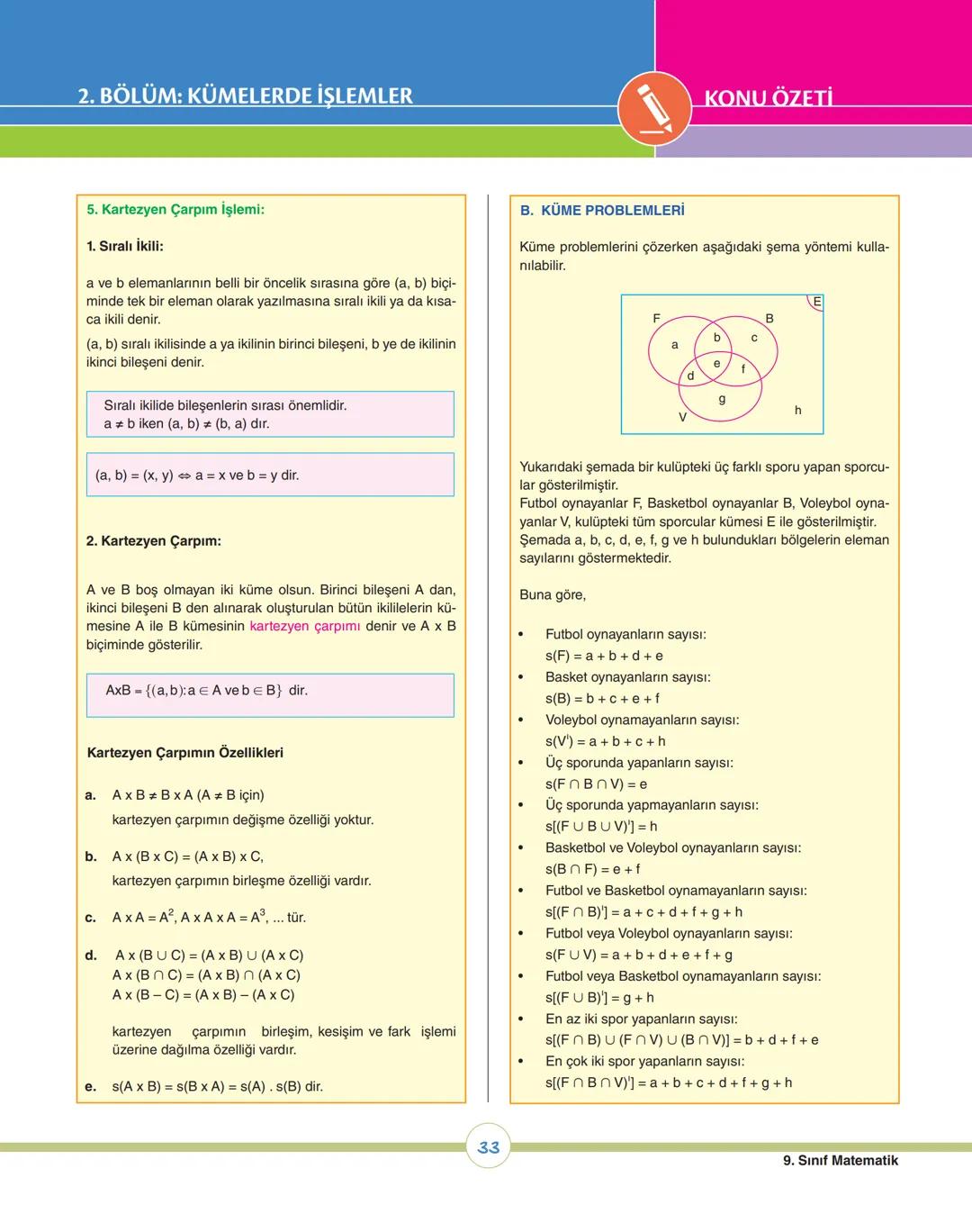 08
ey
ey
07
os
op
v
ÜNİTE 1
Kümeler
1. Bölüm: Kümelerde Temel Kavramlar
2. Bölüm: Kümelerde İşlemler
X9 MATEMATİK # 1. ÜNİTEDE HEDEFLENE