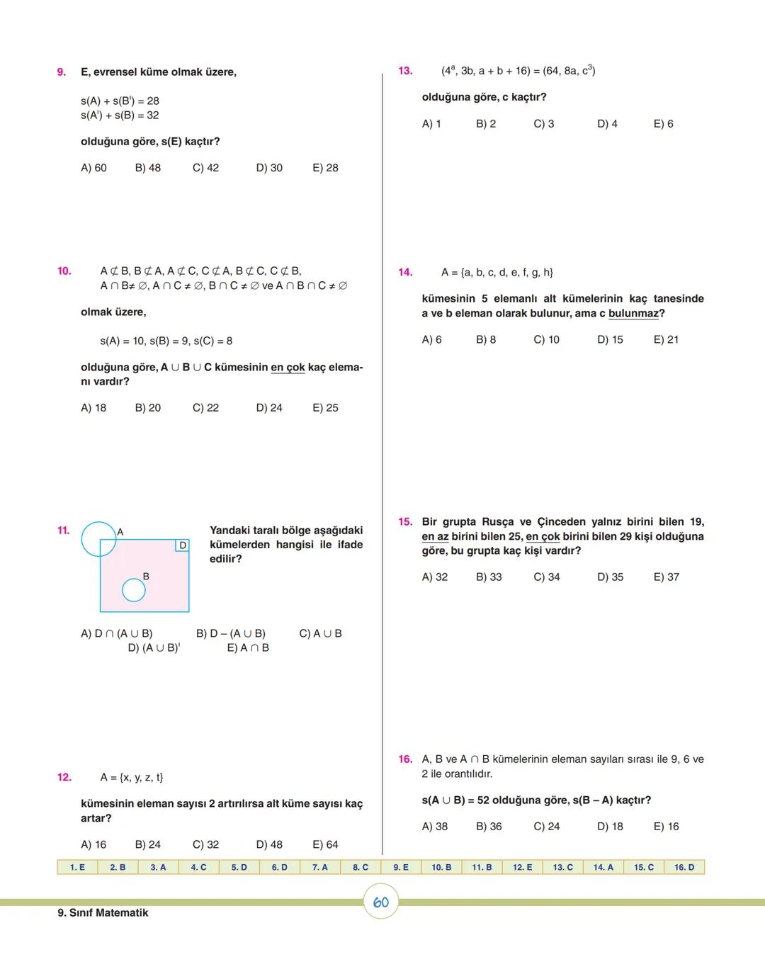 08
ey
ey
07
os
op
v
ÜNİTE 1
Kümeler
1. Bölüm: Kümelerde Temel Kavramlar
2. Bölüm: Kümelerde İşlemler
X9 MATEMATİK # 1. ÜNİTEDE HEDEFLENE