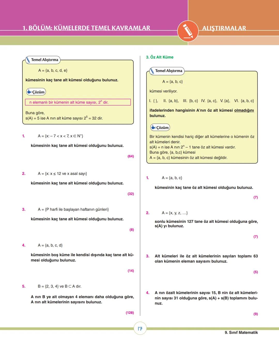 08
ey
ey
07
os
op
v
ÜNİTE 1
Kümeler
1. Bölüm: Kümelerde Temel Kavramlar
2. Bölüm: Kümelerde İşlemler
X9 MATEMATİK # 1. ÜNİTEDE HEDEFLENE