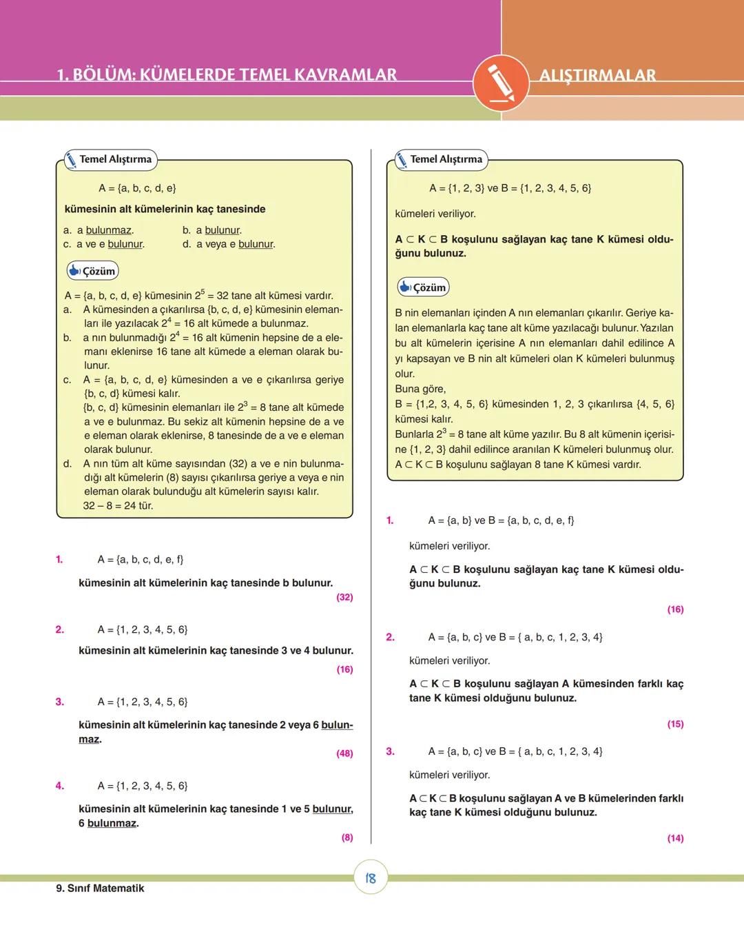08
ey
ey
07
os
op
v
ÜNİTE 1
Kümeler
1. Bölüm: Kümelerde Temel Kavramlar
2. Bölüm: Kümelerde İşlemler
X9 MATEMATİK # 1. ÜNİTEDE HEDEFLENE