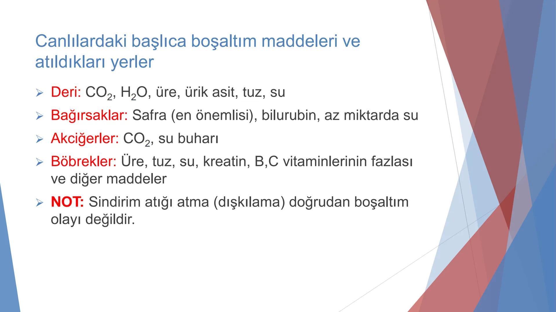 ÜRİNER SİSTEM
(BOŞALTIM SİSTEMİ) Boşaltım Sistemi
➤ Canlıların metabolizmaları sonucu oluşan zararlı atık
maddelerin veya işe yaramayan mole