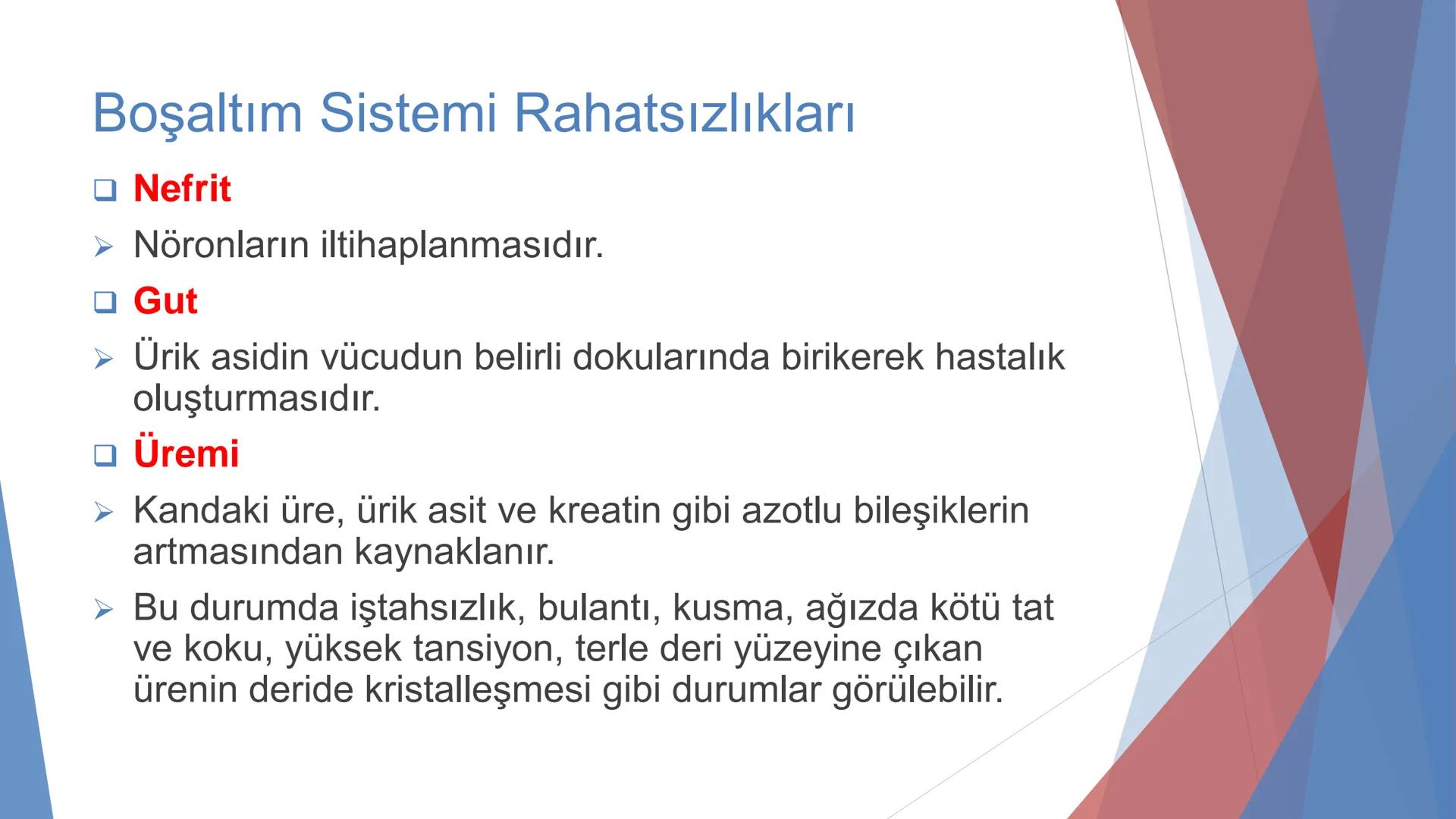 ÜRİNER SİSTEM
(BOŞALTIM SİSTEMİ) Boşaltım Sistemi
➤ Canlıların metabolizmaları sonucu oluşan zararlı atık
maddelerin veya işe yaramayan mole