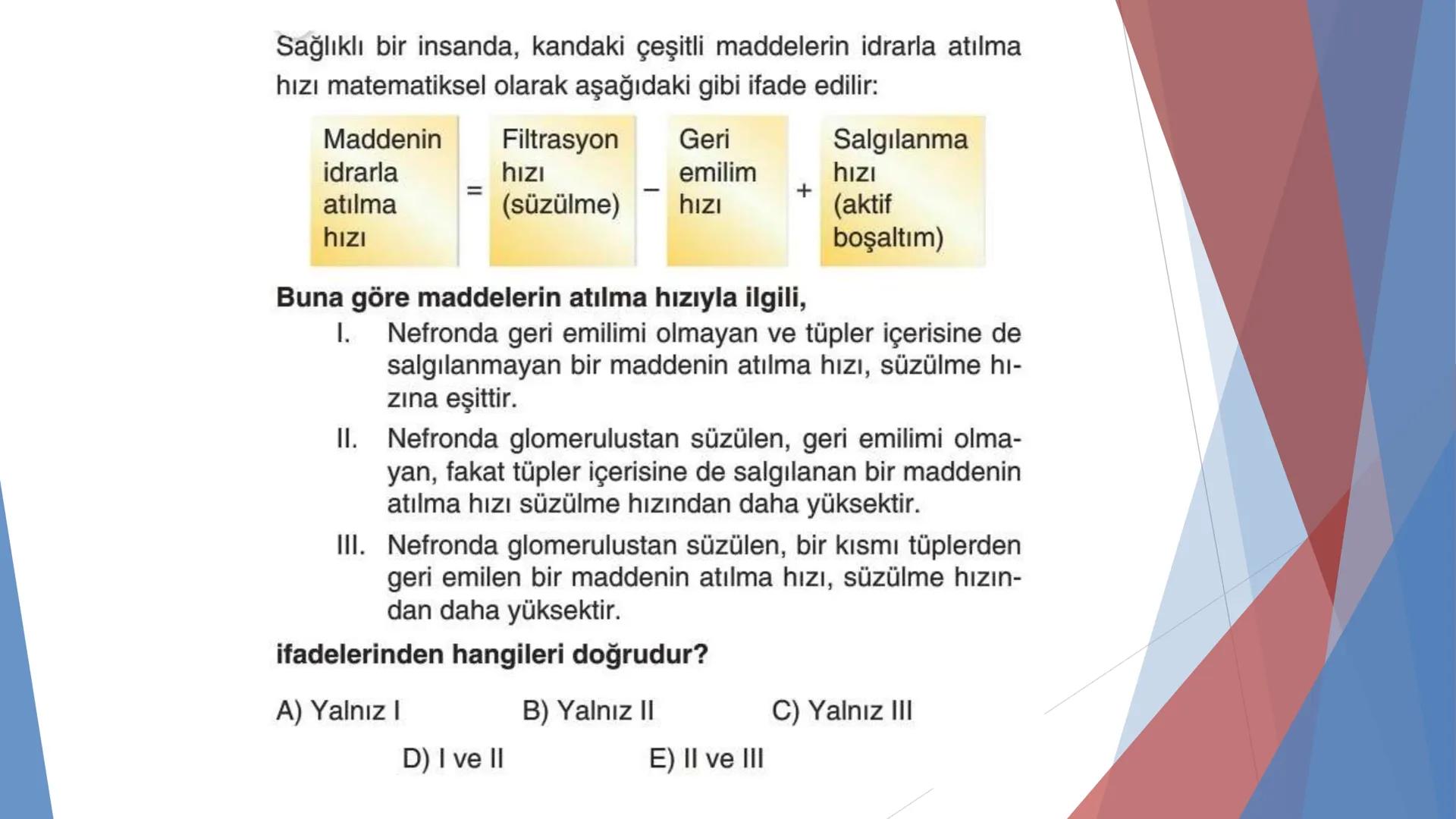 ÜRİNER SİSTEM
(BOŞALTIM SİSTEMİ) Boşaltım Sistemi
➤ Canlıların metabolizmaları sonucu oluşan zararlı atık
maddelerin veya işe yaramayan mole
