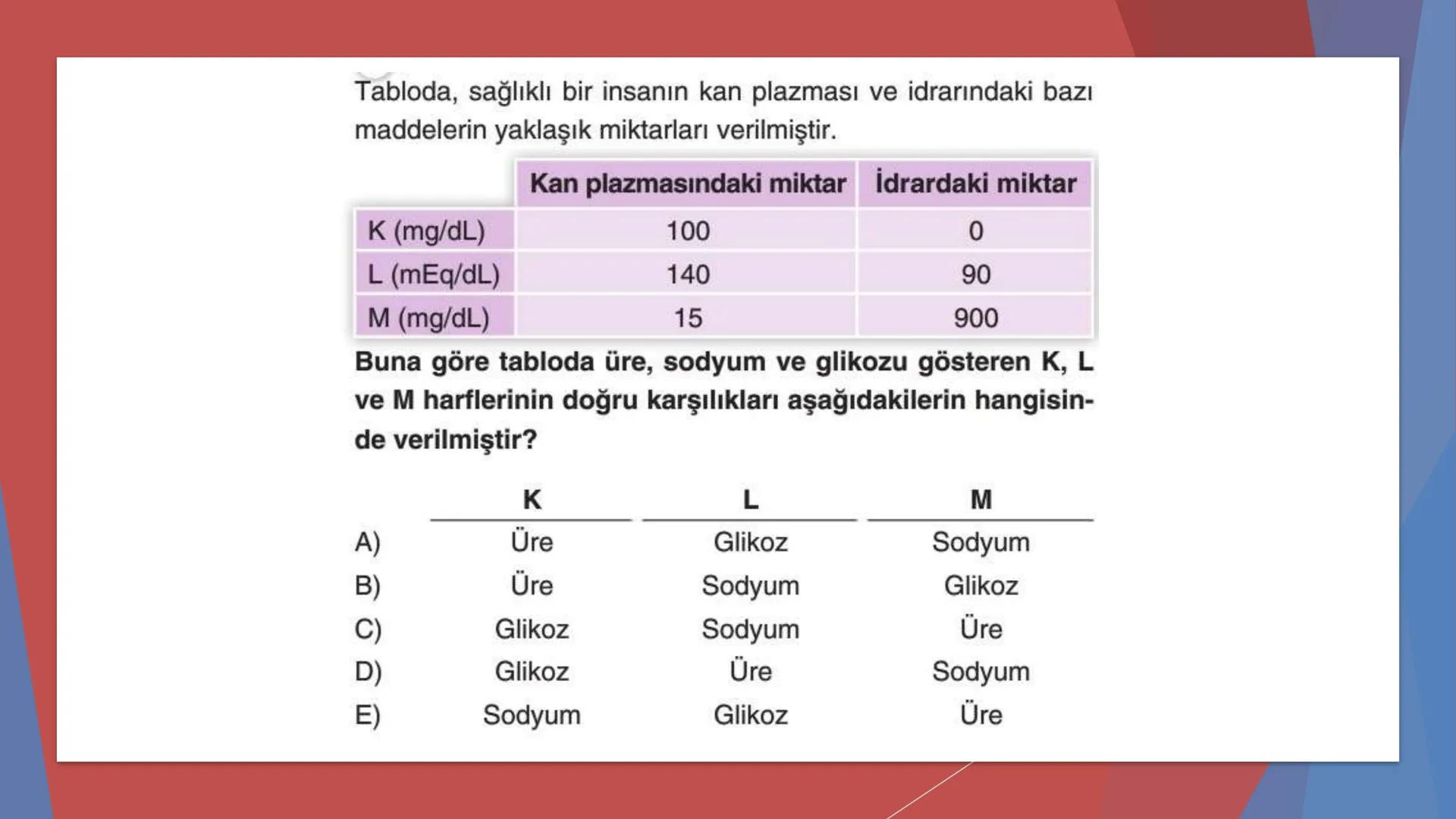 ÜRİNER SİSTEM
(BOŞALTIM SİSTEMİ) Boşaltım Sistemi
➤ Canlıların metabolizmaları sonucu oluşan zararlı atık
maddelerin veya işe yaramayan mole