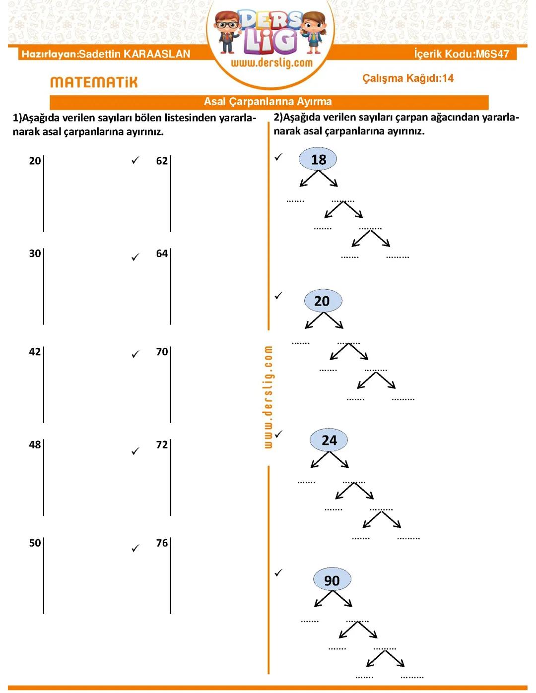 Asal Çarpanlar ve Matematik Uygulamaları