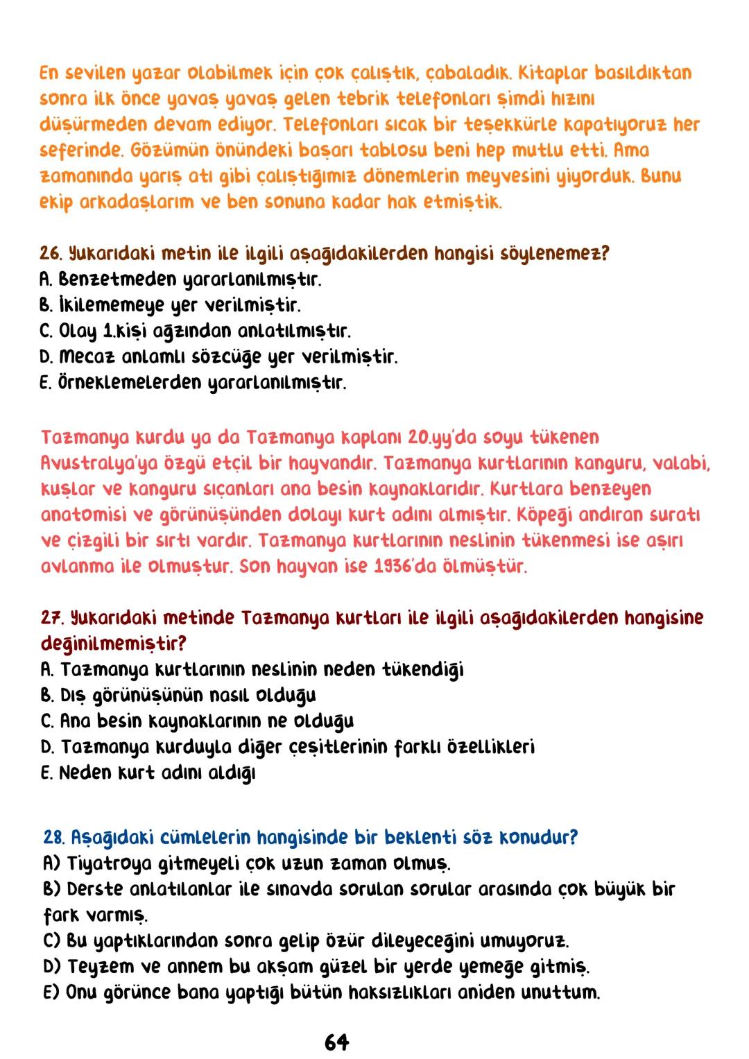 TÜRKÇE
• İÇİNDEKİLER •
Sözcükte Anlam.
Cümlede Anlam.
8
Paragraf.
15
Anlatım Bozuklukları.
23
Anlatım Biçimleri.
28
Sözel Mantık.
31
Örnek