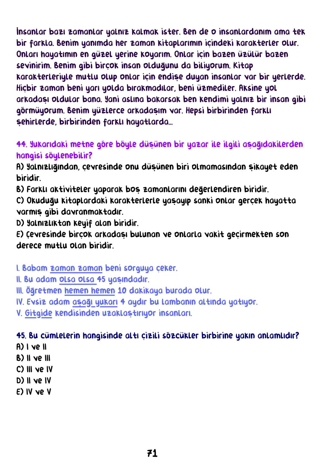 TÜRKÇE
• İÇİNDEKİLER •
Sözcükte Anlam.
Cümlede Anlam.
8
Paragraf.
15
Anlatım Bozuklukları.
23
Anlatım Biçimleri.
28
Sözel Mantık.
31
Örnek