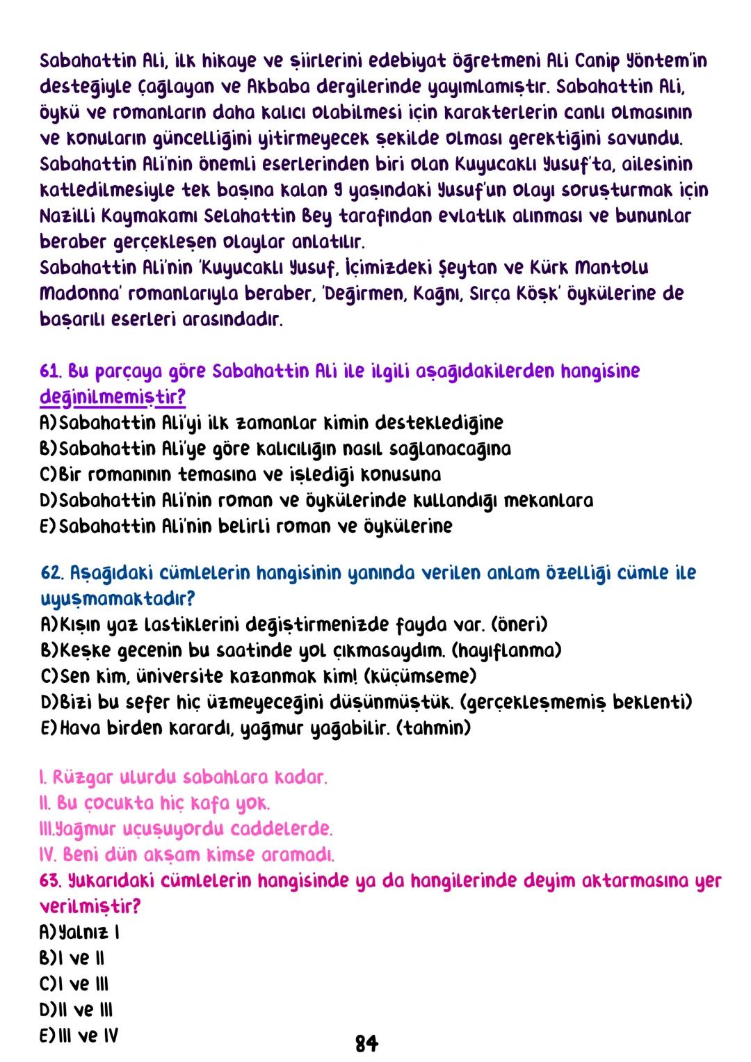 TÜRKÇE
• İÇİNDEKİLER •
Sözcükte Anlam.
Cümlede Anlam.
8
Paragraf.
15
Anlatım Bozuklukları.
23
Anlatım Biçimleri.
28
Sözel Mantık.
31
Örnek