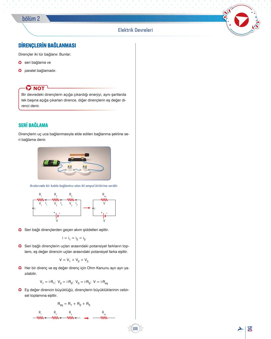ÜNİTE 7
ELEKTRİK VE MANYETİZMA
Potansiyel Farkı, Elektrik Akımı ve Direnç
POTANSİYEL FARK
Birim elektrik yükünün iki nokta arasında harcadığ