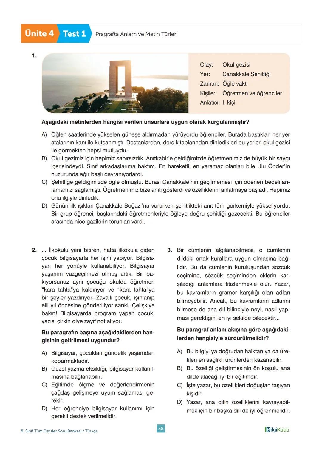 Tüm
Dersler
8
Soru
Bankası
Beceri Temelli Yeni Nesil Sorularla
Türkçe
Matematik
Fen Bilimleri
İngilizce
T.C. İnkılap Tarihi ve Atatürkçülük