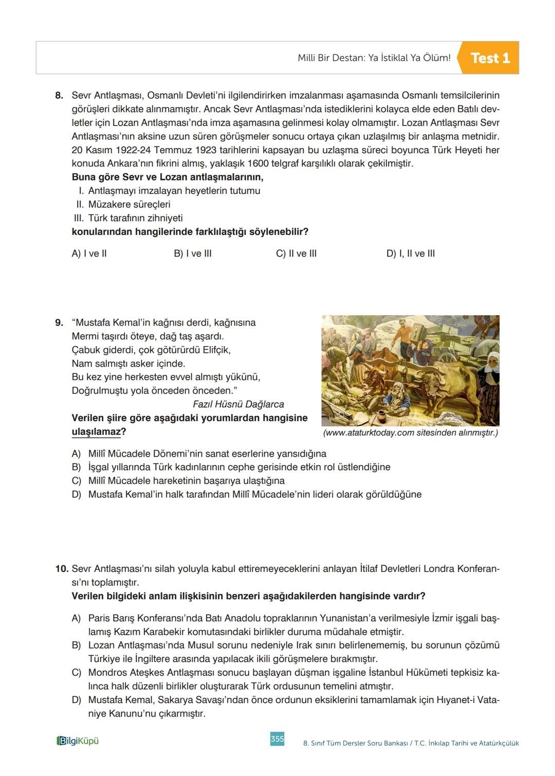 Tüm
Dersler
8
Soru
Bankası
Beceri Temelli Yeni Nesil Sorularla
Türkçe
Matematik
Fen Bilimleri
İngilizce
T.C. İnkılap Tarihi ve Atatürkçülük