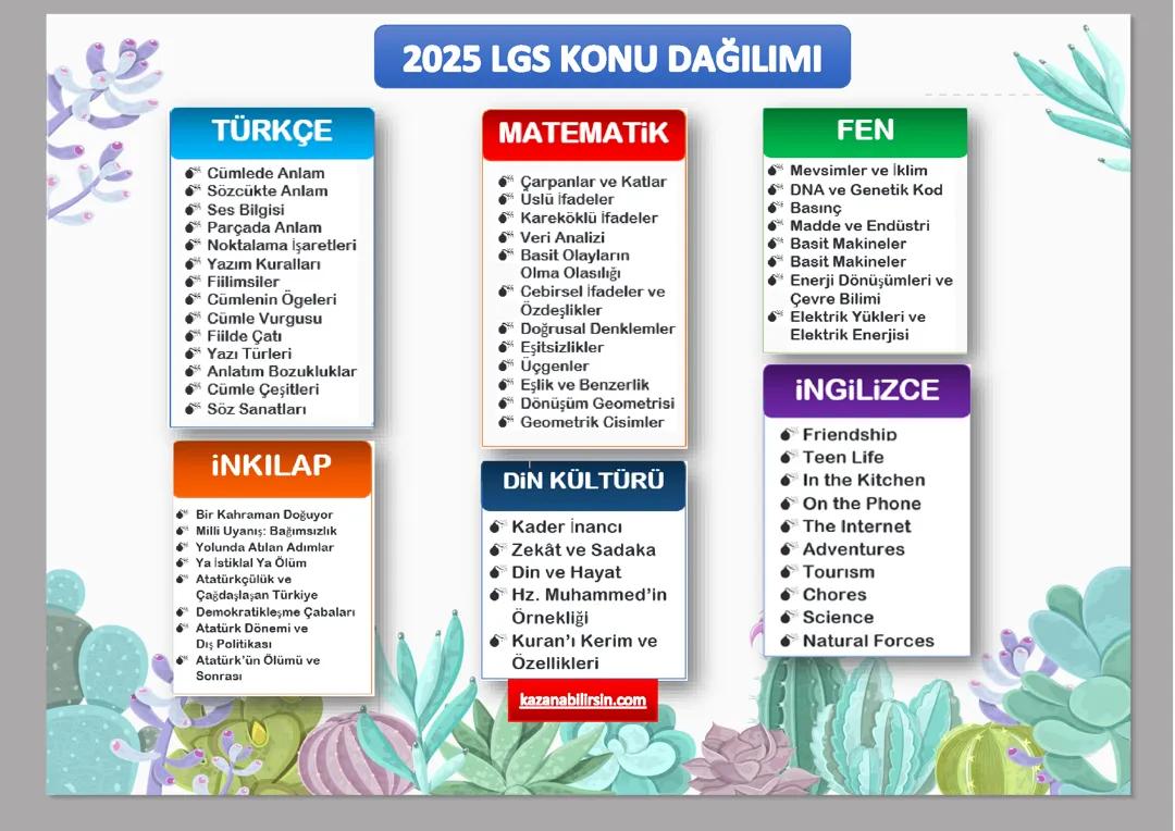2025 LGS KONU DAĞILIMI