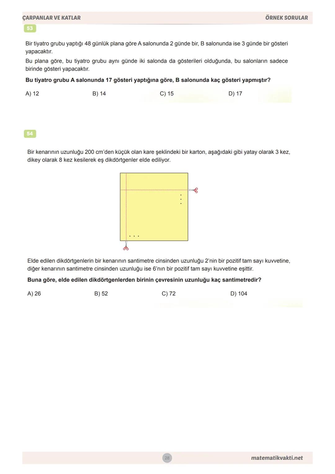 MEB
8.SINIF
ÇARPANLAR VE KATLAR
ÖRNEK
SORULAR VE CEVAPLARI # 8.SINIF MATEMATİK
MEB BECERİ TEMELLİ
ÖRNEK SORULAR
ÇARPANLAR VE KATLAR
Ah