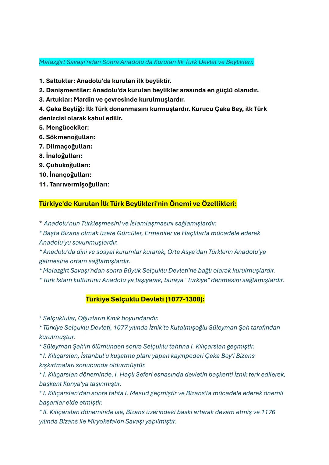# 10.SINIF TARİH 1. ÜNİTE FULL TEKRAR
Orta Asya'dan çıkan Türkler, Oğuz Türklerinin önderliğinde Anadolu'ya göç etmişlerdir. Bu
göçler, Gaz