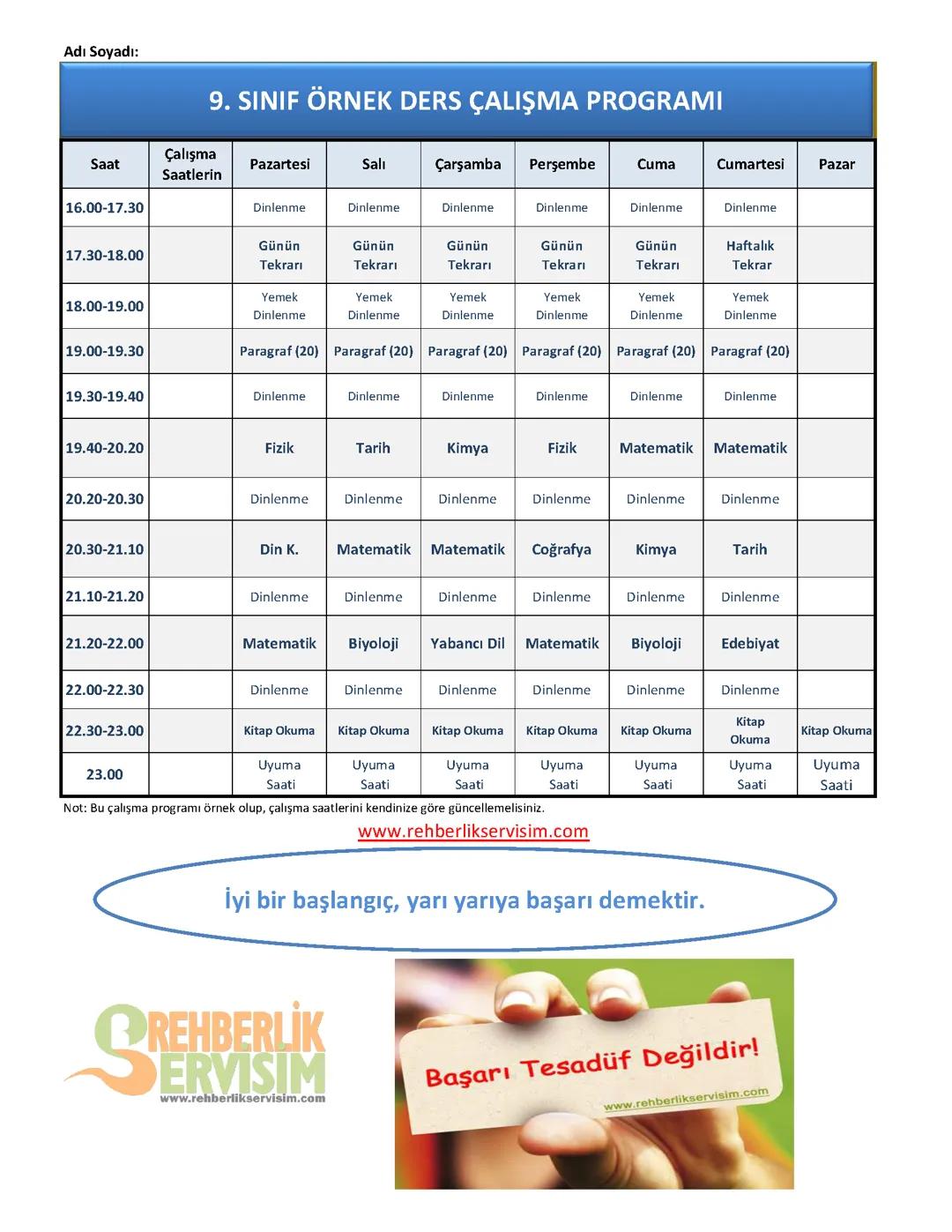 Açık öğretim için calisma programı 👻