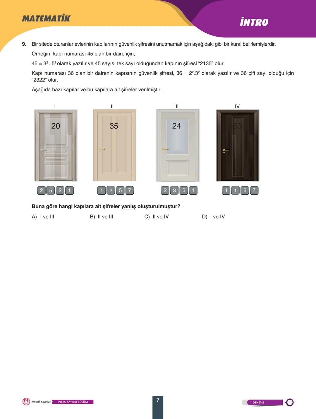 8
SINIF
Video Çözüm İçin
Karekodu Okudunuz.
SAYISAL
BÖLÜM
DENEME
ADI SOYADI
.........
SINIFI/ŞUBESİ .........
ÖĞRENCİ NO .........
ÖĞRE