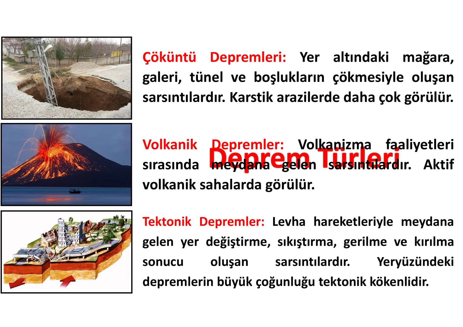 # İÇ
# KUVVETLER
Epirojenez
Orojenez
Volkanizma
Deprem Yeryüzü şekillerinin bir kısmı,
oluşumları için gerekli olan enerjiyi
mantodaki