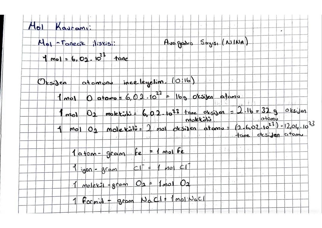 Tyt kimya mol-tanecik ilişkisi