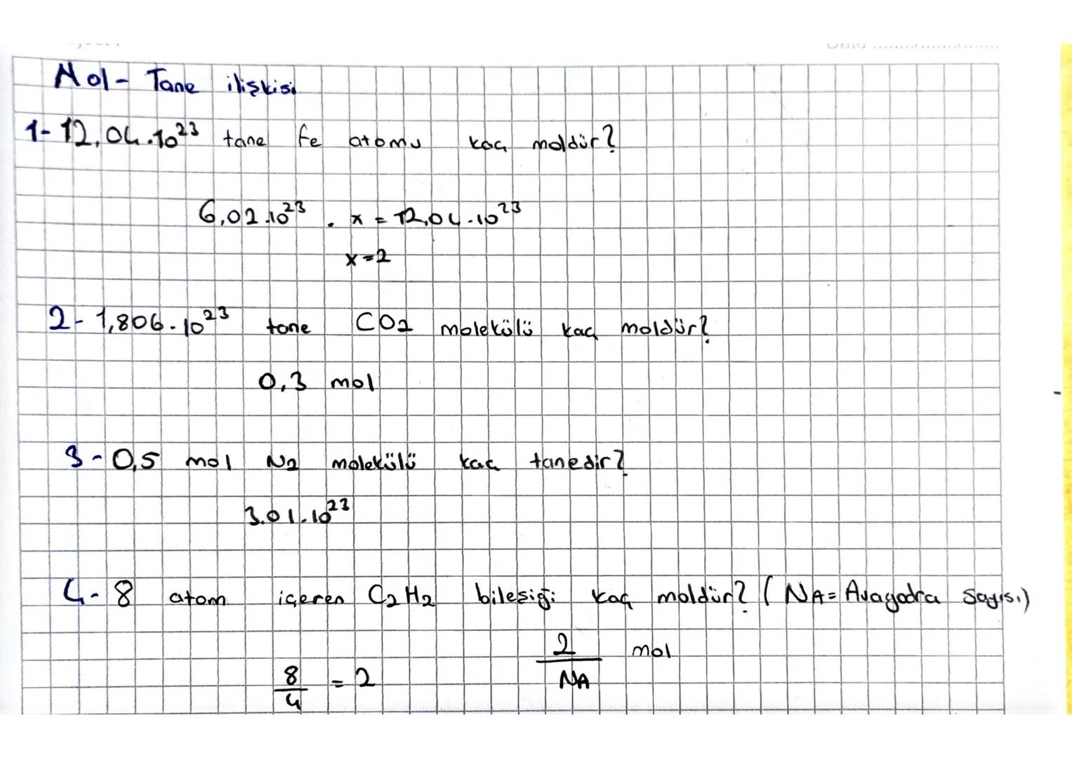 Mol Kavramı:
Mol-Tanecik ilişkisi:
4 mol = 6,02-10^{23}
Avagadro Sayısı (NINA)
tane
Oksiden atomun inceleyelim. (0:16)
1 mol O atomo =