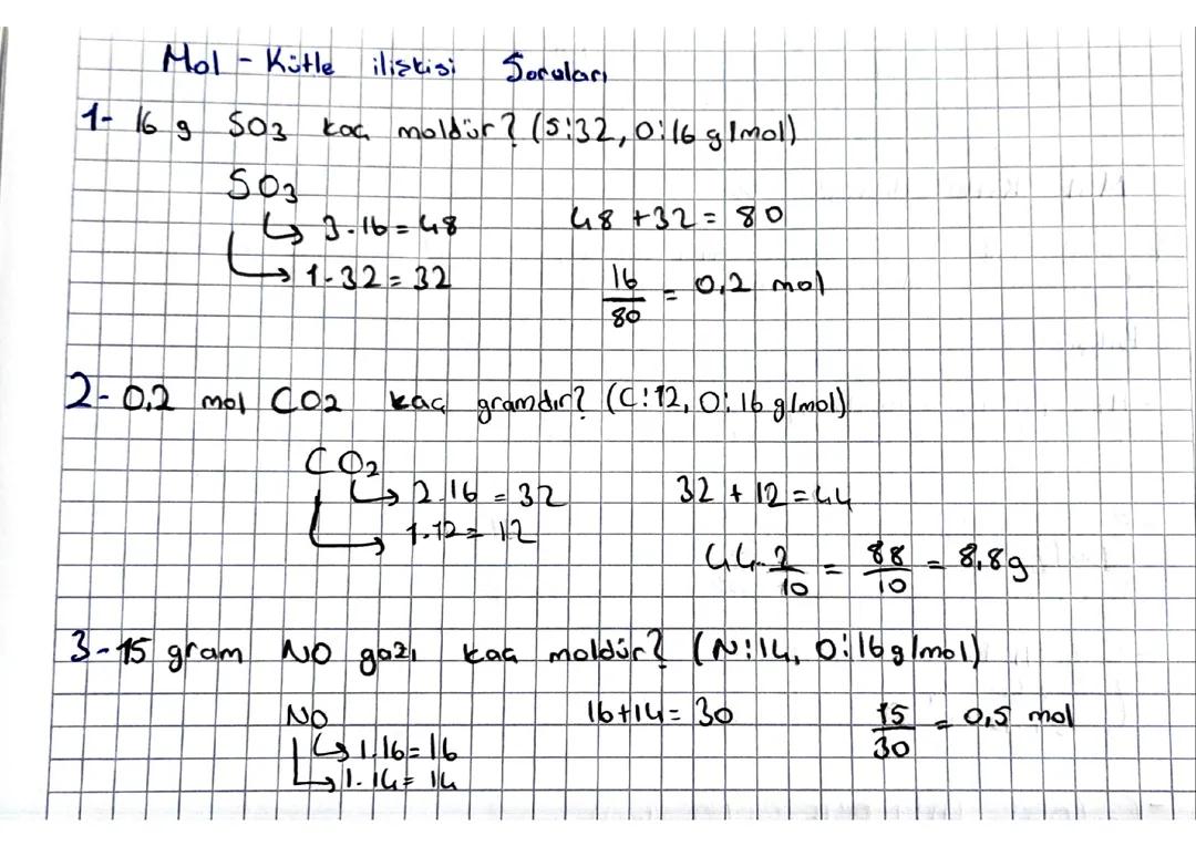 Tyt kimya mol-kütle ilişkisi