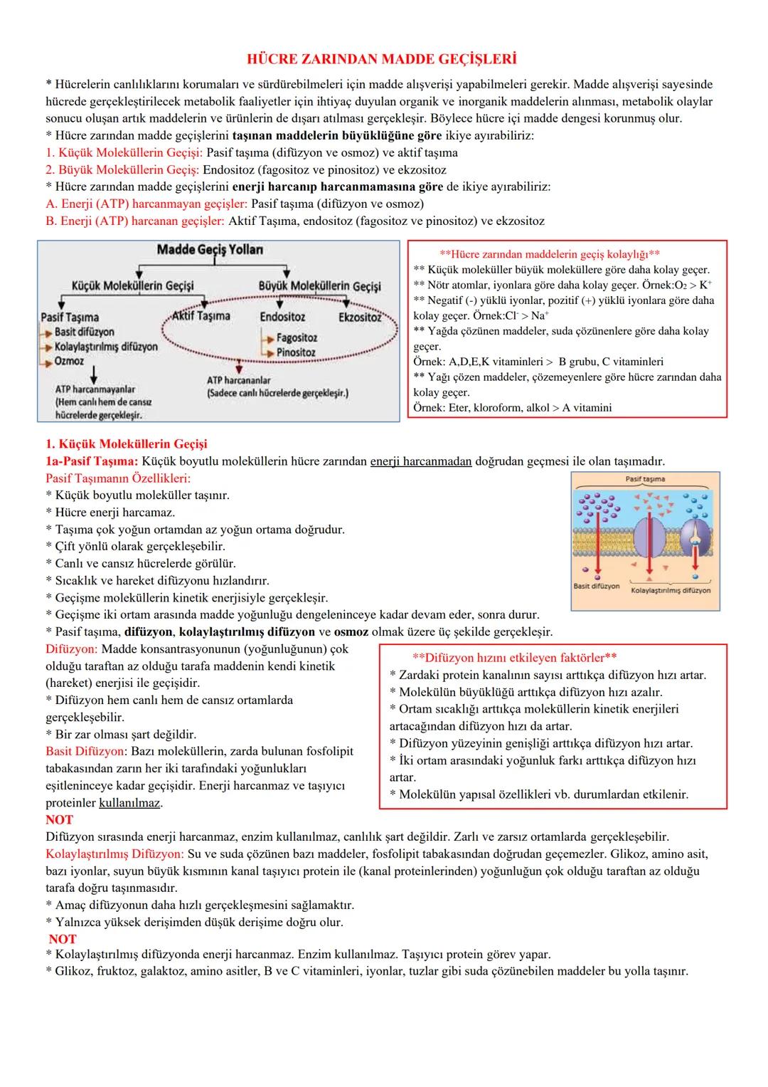 # HÜCRE ZARINDAN MADDE GEÇİŞLERİ
* Hücrelerin canlılıklarını korumaları ve sürdürebilmeleri için madde alışverişi yapabilmeleri gerekir. Ma