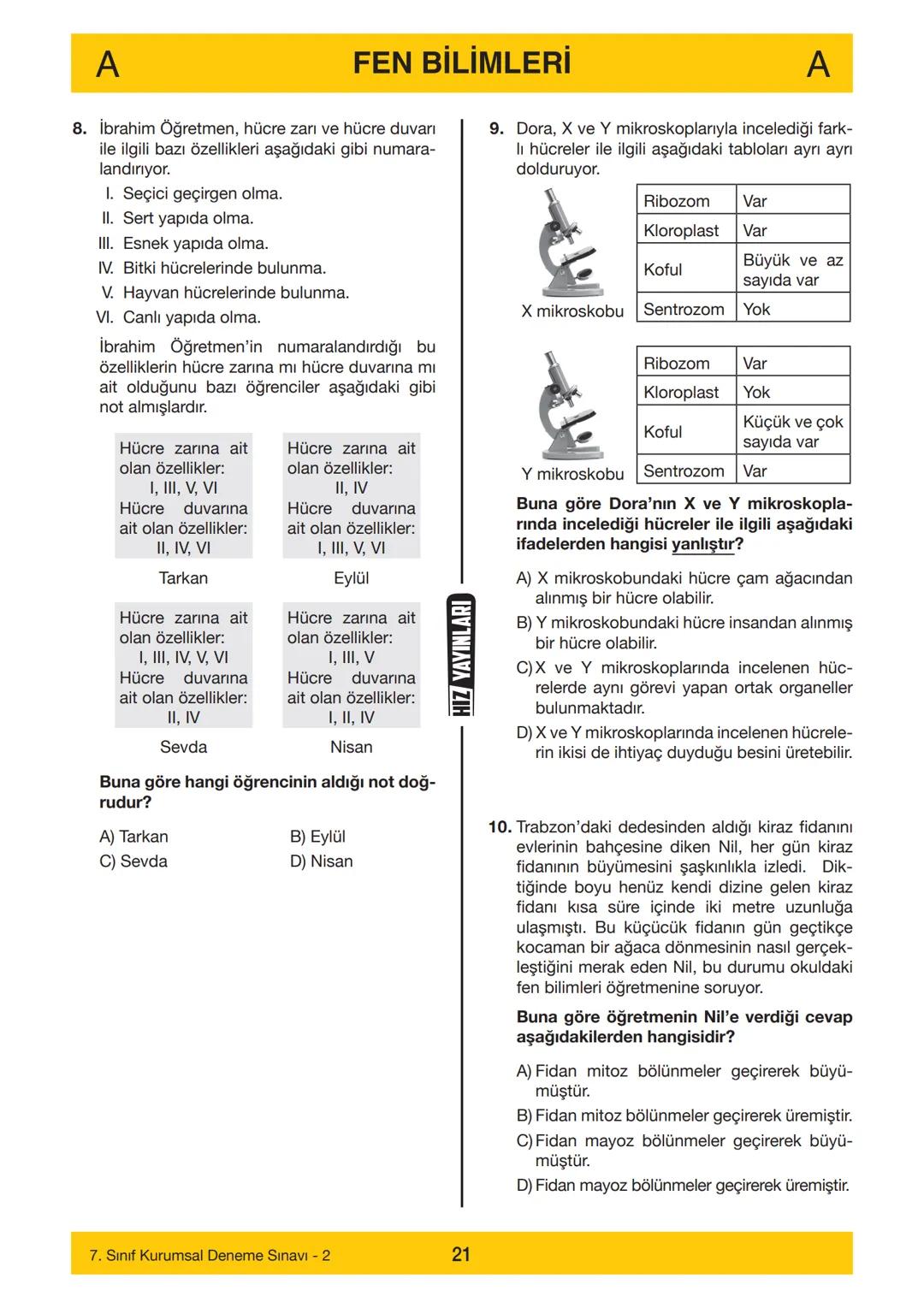 7. SINIF
Adı
7. SINIF
DENEME SINAVI - 2
A
KİTAPÇIĞI
Soyadı
Öğrenci Numarası :.....
--------……………
SINAV KİTAPÇIĞIMIZ "SÖZEL VE SAYISAL" OLMAK