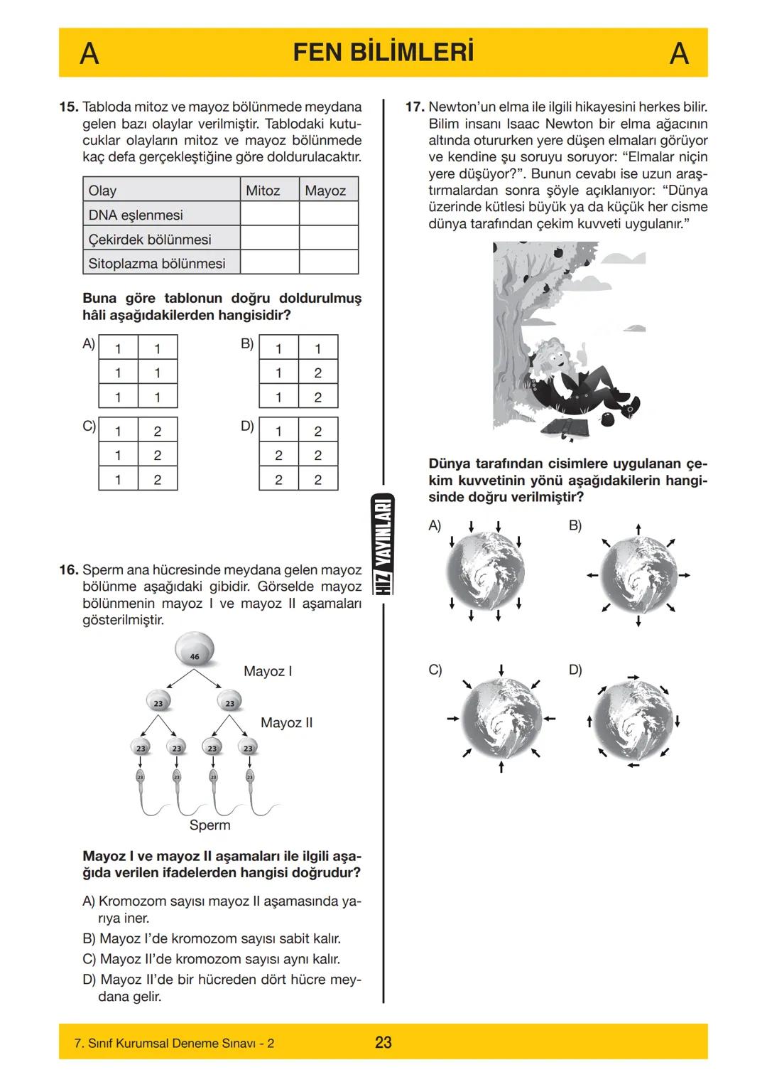 7. SINIF
Adı
7. SINIF
DENEME SINAVI - 2
A
KİTAPÇIĞI
Soyadı
Öğrenci Numarası :.....
--------……………
SINAV KİTAPÇIĞIMIZ "SÖZEL VE SAYISAL" OLMAK