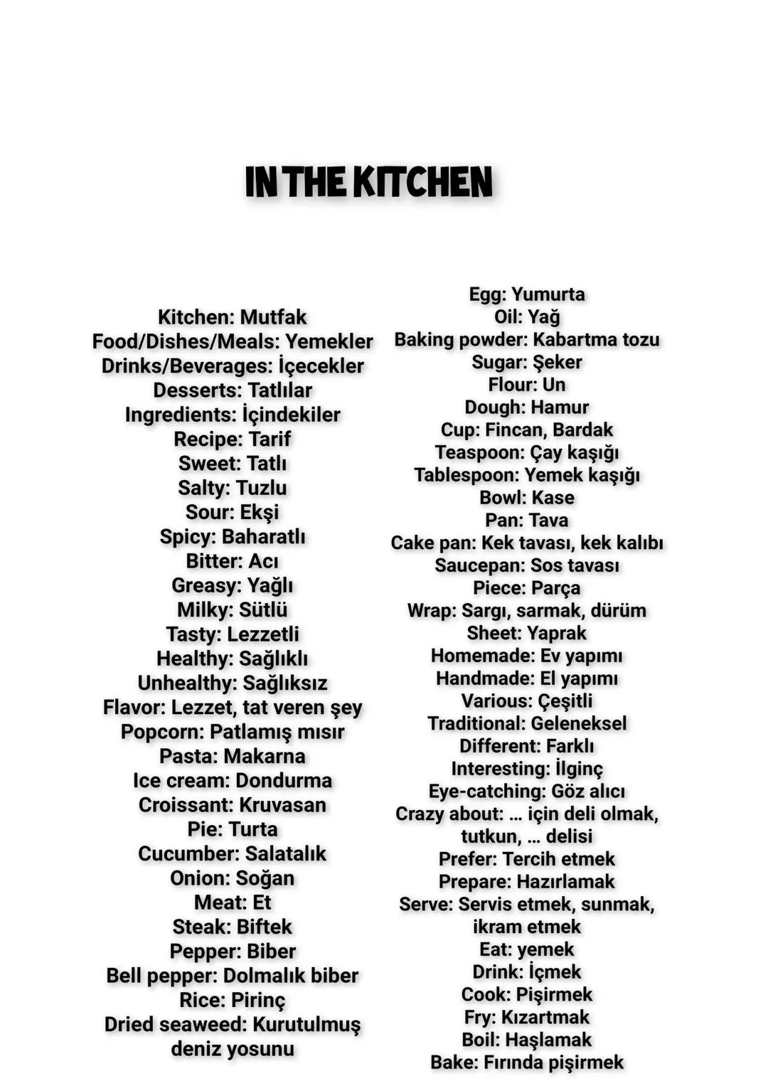 8. Sınıf İngilizce 3. Ünite in the kitchen