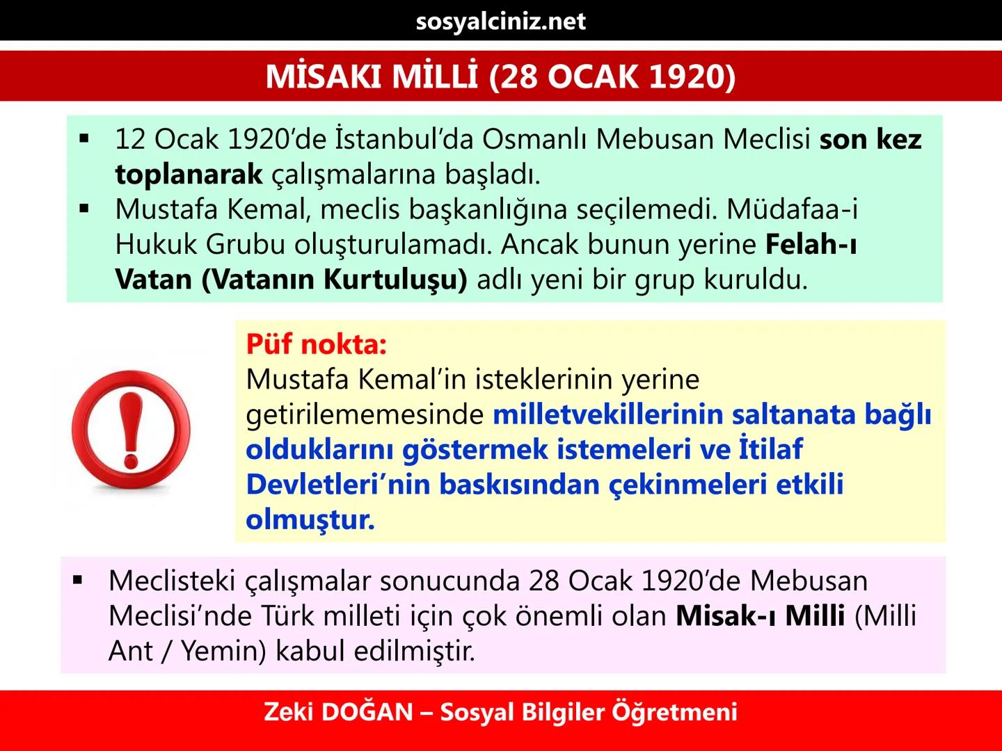 sosyalciniz.net
T.C. İNKILAP TARİHİ VE
ATATÜRKÇÜLÜK
MİSAKI MİLLİ
Püf noktalar & Püf yorumlar
Zeki DOĞAN – Sosyal Bilgiler Öğretmeni sosy