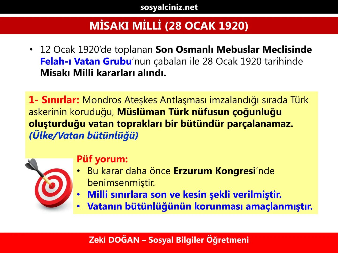 sosyalciniz.net
T.C. İNKILAP TARİHİ VE
ATATÜRKÇÜLÜK
MİSAKI MİLLİ
Püf noktalar & Püf yorumlar
Zeki DOĞAN – Sosyal Bilgiler Öğretmeni sosy