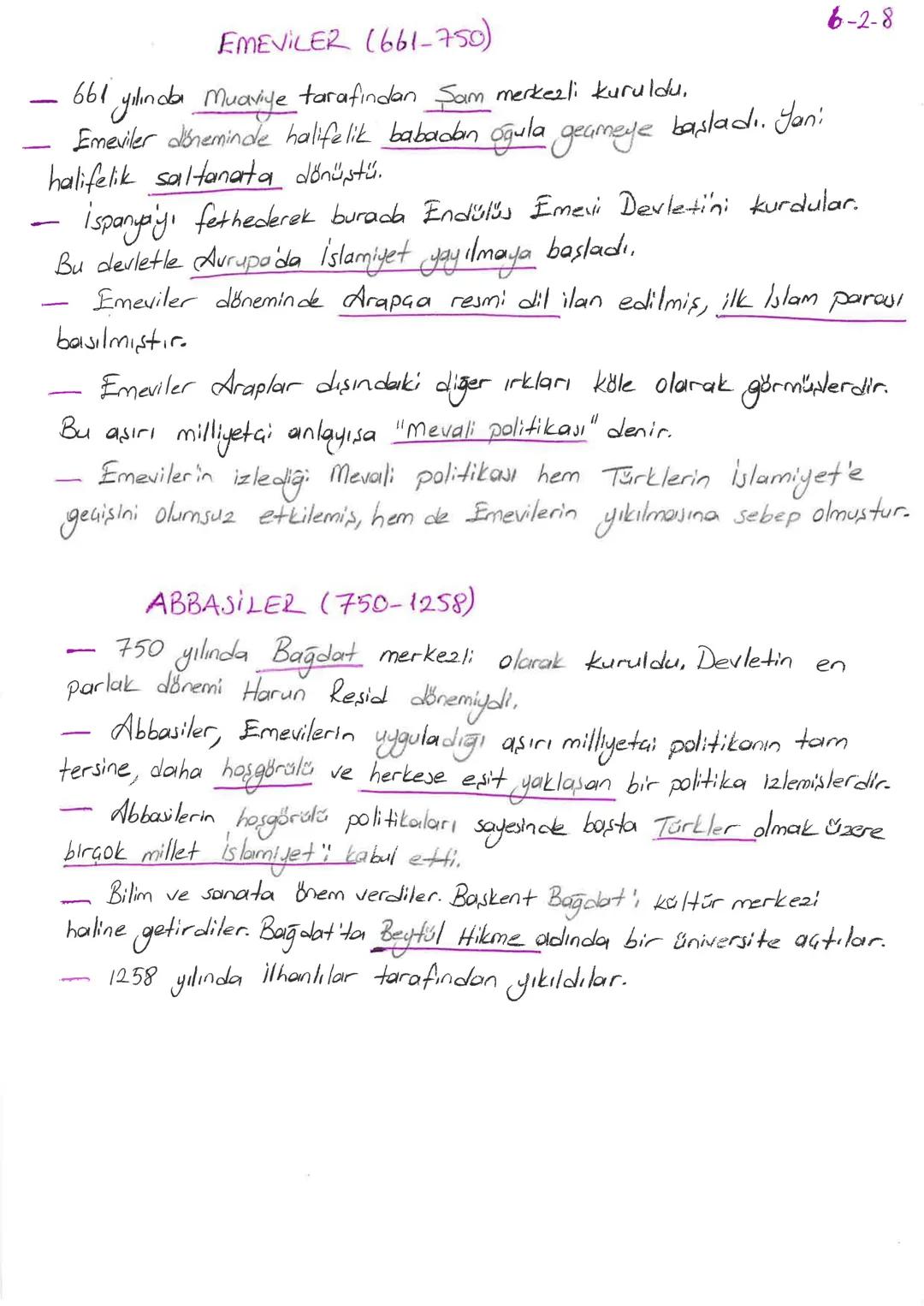 EMEVILER (661-750)
- 661 yılında Muaviye tarafından Şam merkezli kuruldu.
- Emeviler deneminde halifelik babadın oğula geçmeye başladı. Yan