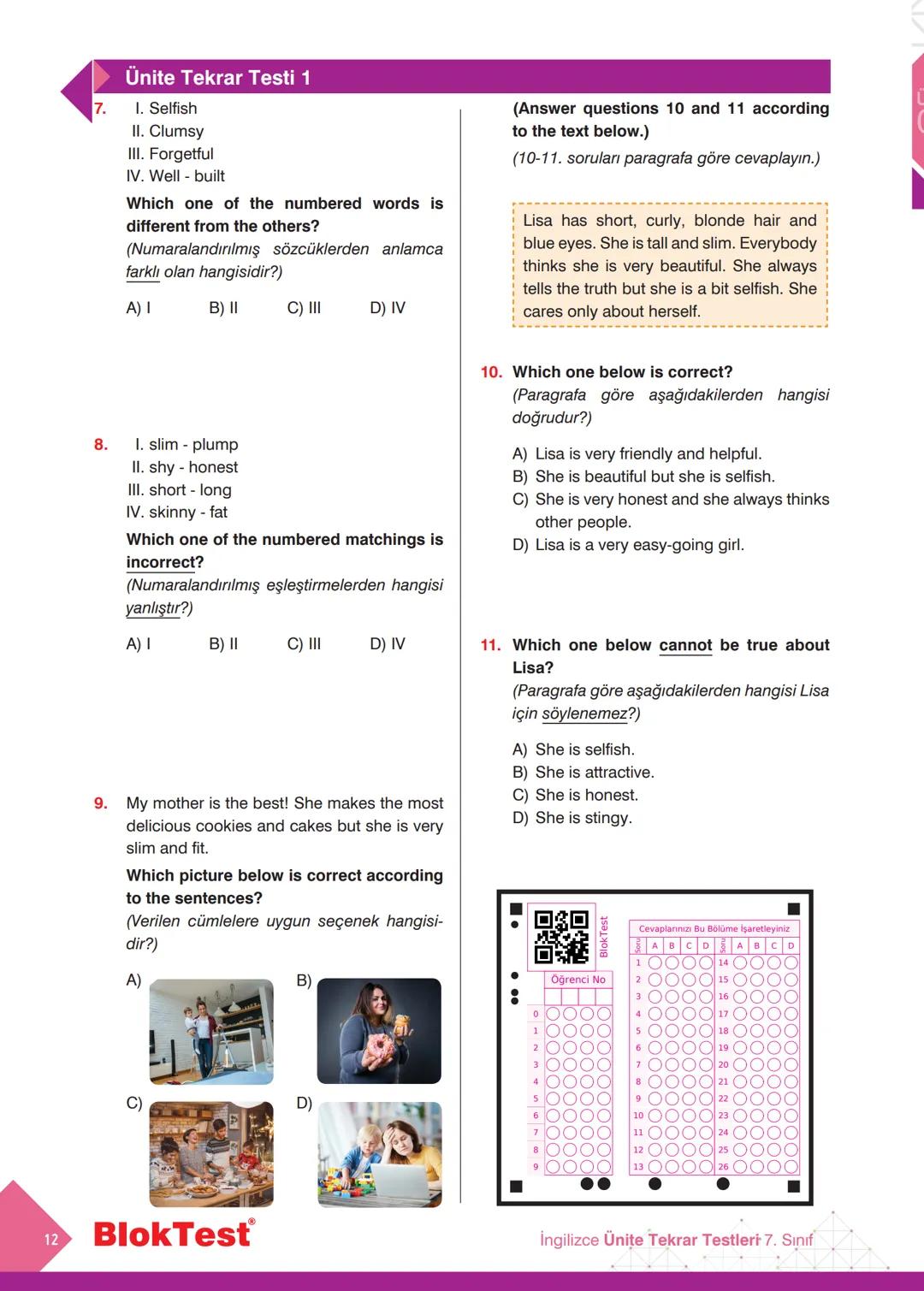 İNGİLİZCE
TEKRAR
TESTLERİ
Kazanım Tekrar Testleri
Ünite Tekrar Testleri
Dönem Tekrar Testleri
✓ Genel Tekrar Testleri
68 Test
735 Soru
BlokT