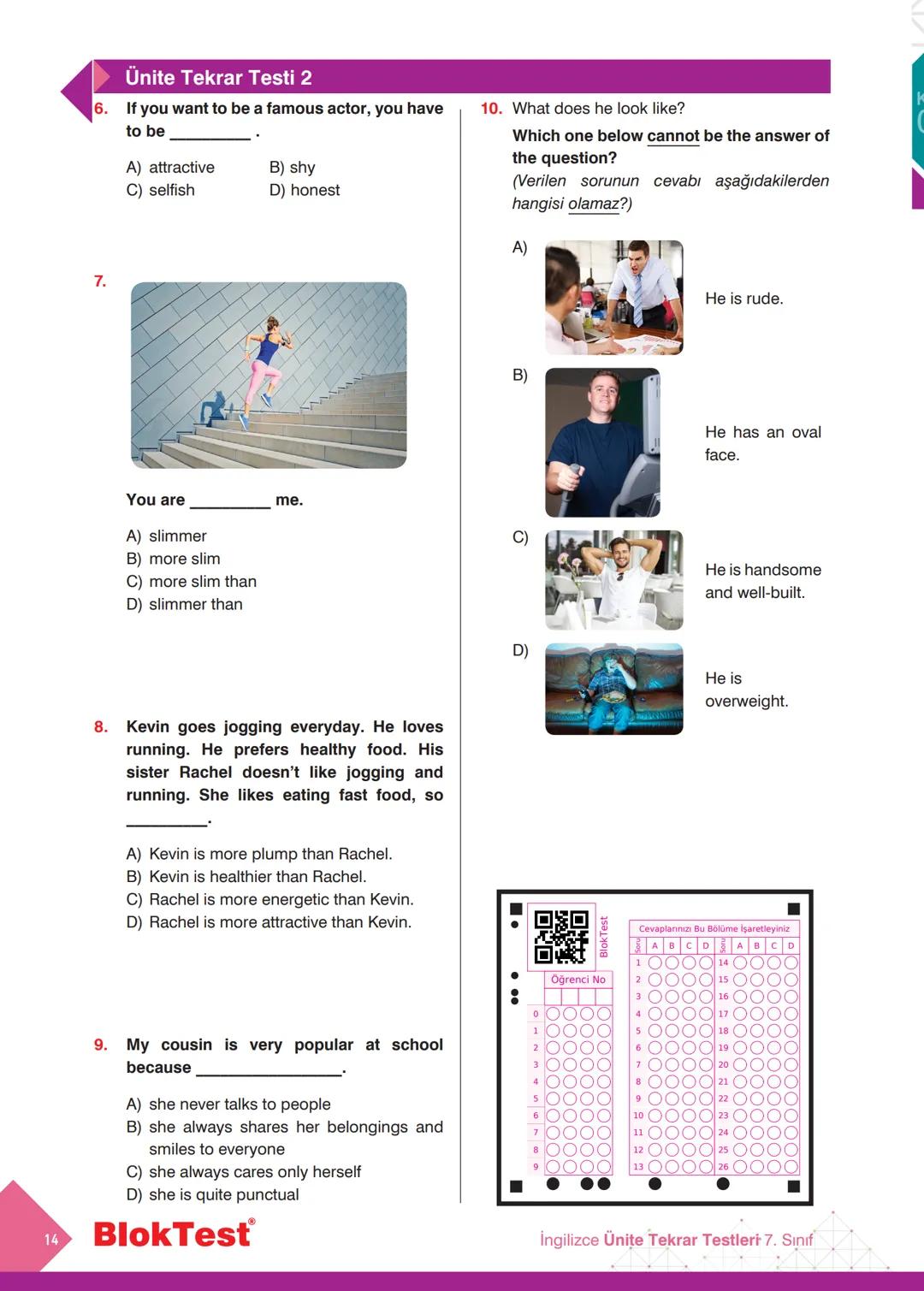 İNGİLİZCE
TEKRAR
TESTLERİ
Kazanım Tekrar Testleri
Ünite Tekrar Testleri
Dönem Tekrar Testleri
✓ Genel Tekrar Testleri
68 Test
735 Soru
BlokT