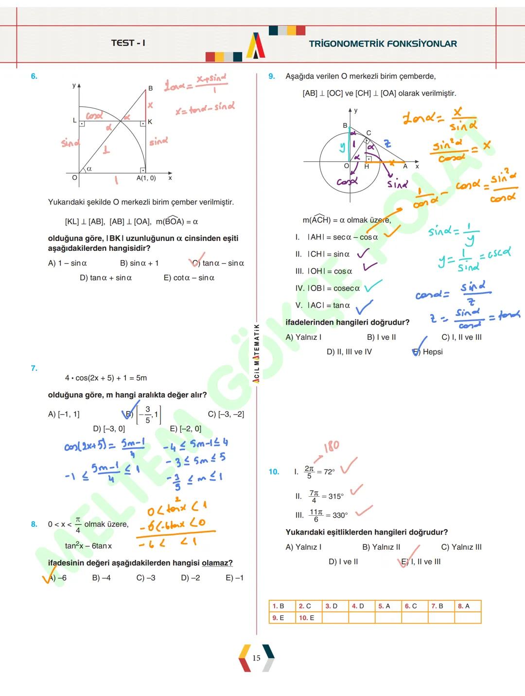 - ÜNİTE 1 -
TRIGONOMETRİ
* Yönlü Açılar
* Açı Ölçü Birimleri
* Trigonometrik Fonksiyonlar
* Kosinüs Teoremi
* Sinüs Teoremi
*
