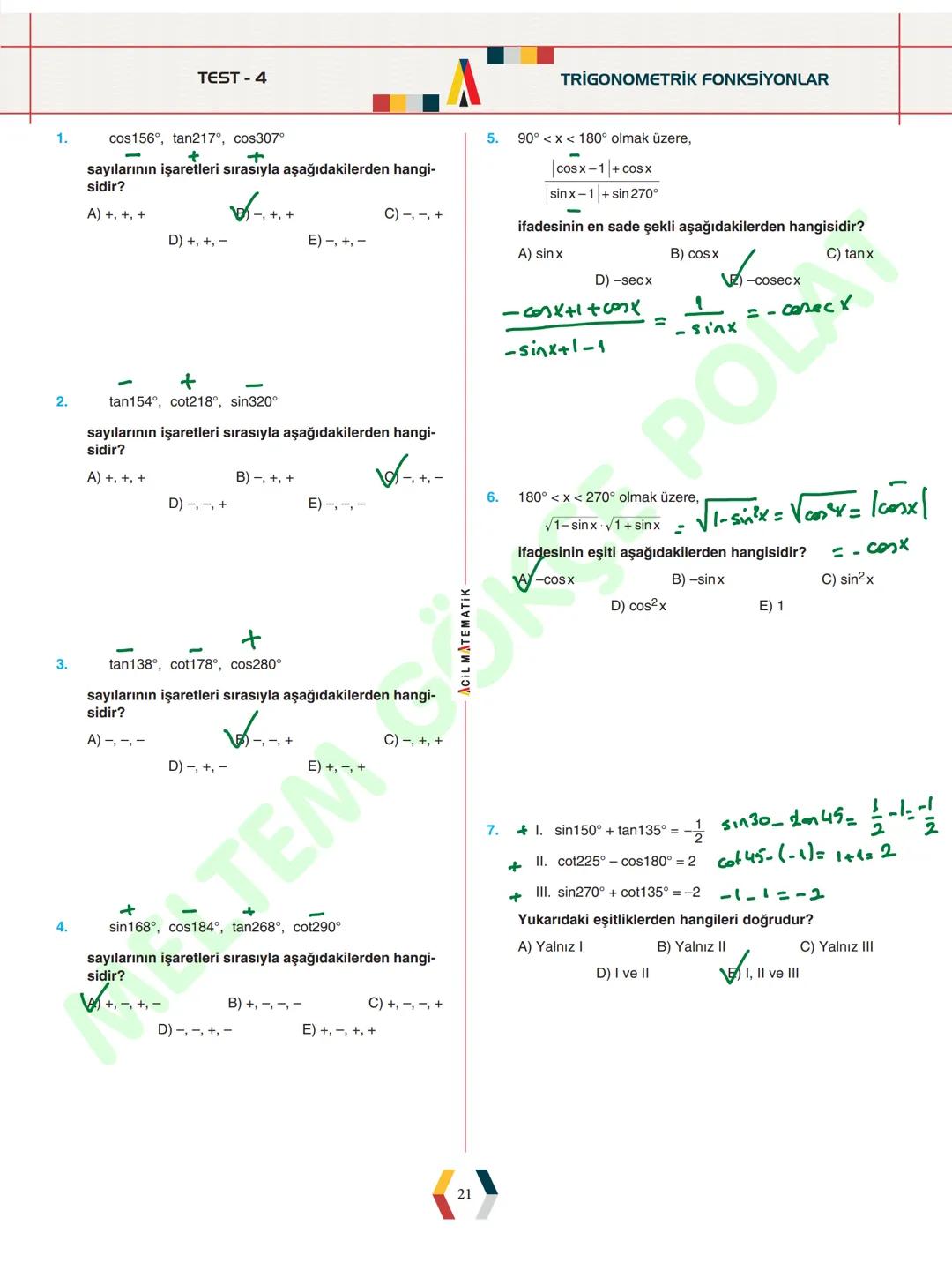 - ÜNİTE 1 -
TRIGONOMETRİ
* Yönlü Açılar
* Açı Ölçü Birimleri
* Trigonometrik Fonksiyonlar
* Kosinüs Teoremi
* Sinüs Teoremi
*