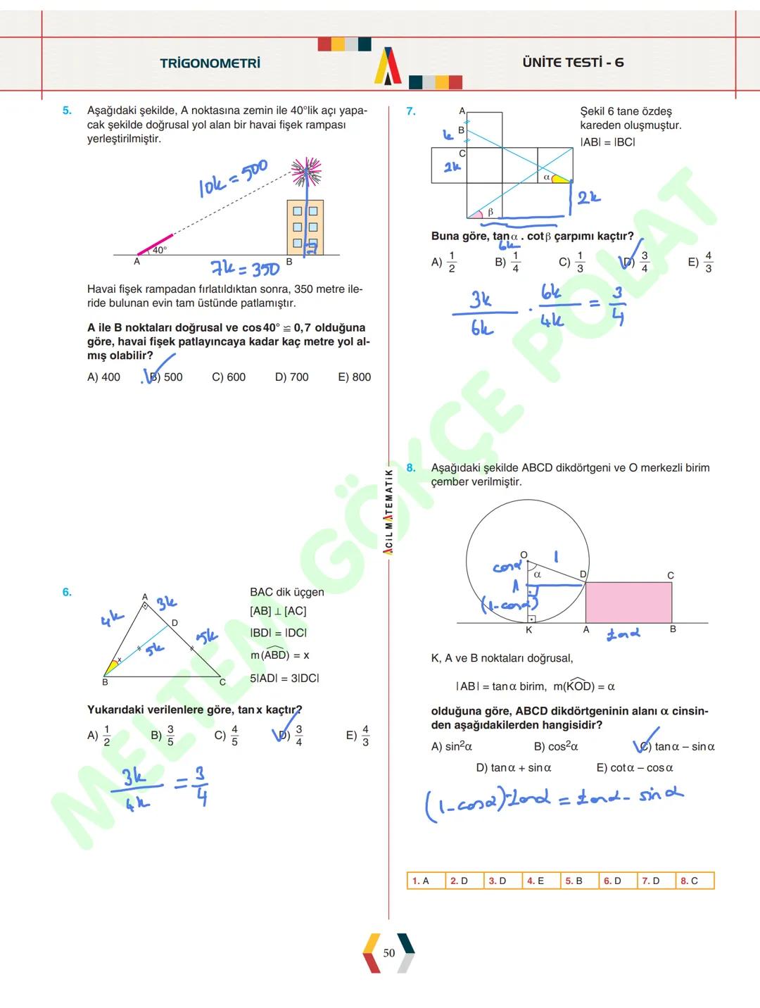 - ÜNİTE 1 -
TRIGONOMETRİ
* Yönlü Açılar
* Açı Ölçü Birimleri
* Trigonometrik Fonksiyonlar
* Kosinüs Teoremi
* Sinüs Teoremi
*