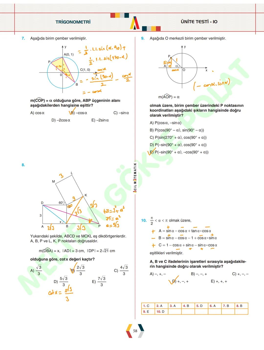 - ÜNİTE 1 -
TRIGONOMETRİ
* Yönlü Açılar
* Açı Ölçü Birimleri
* Trigonometrik Fonksiyonlar
* Kosinüs Teoremi
* Sinüs Teoremi
*