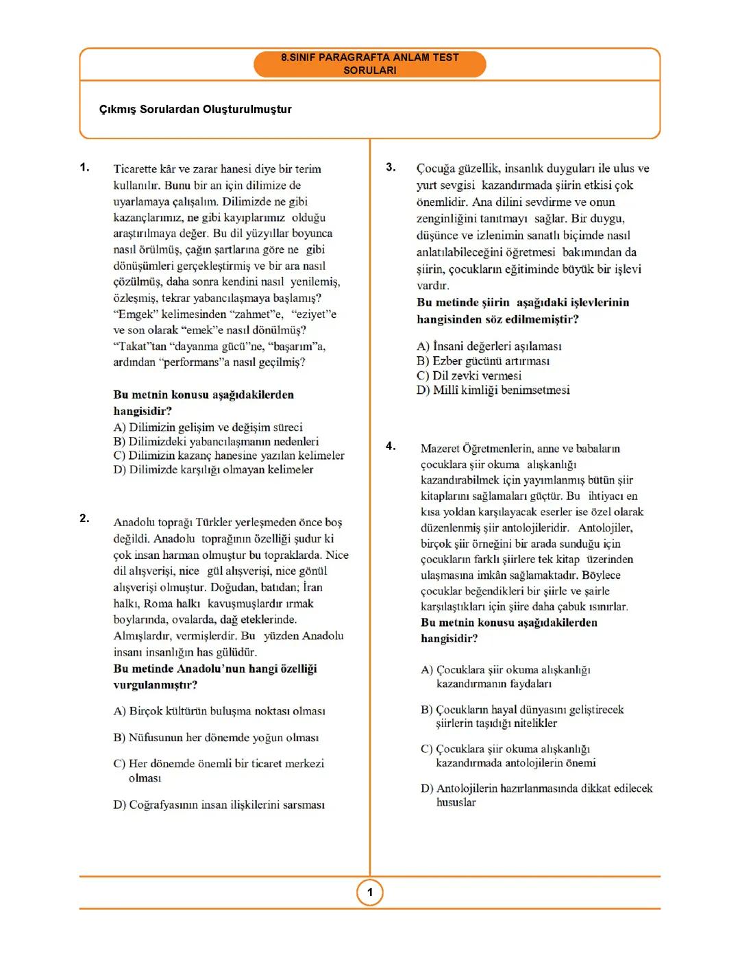 8. Sınıf paragraf🥰