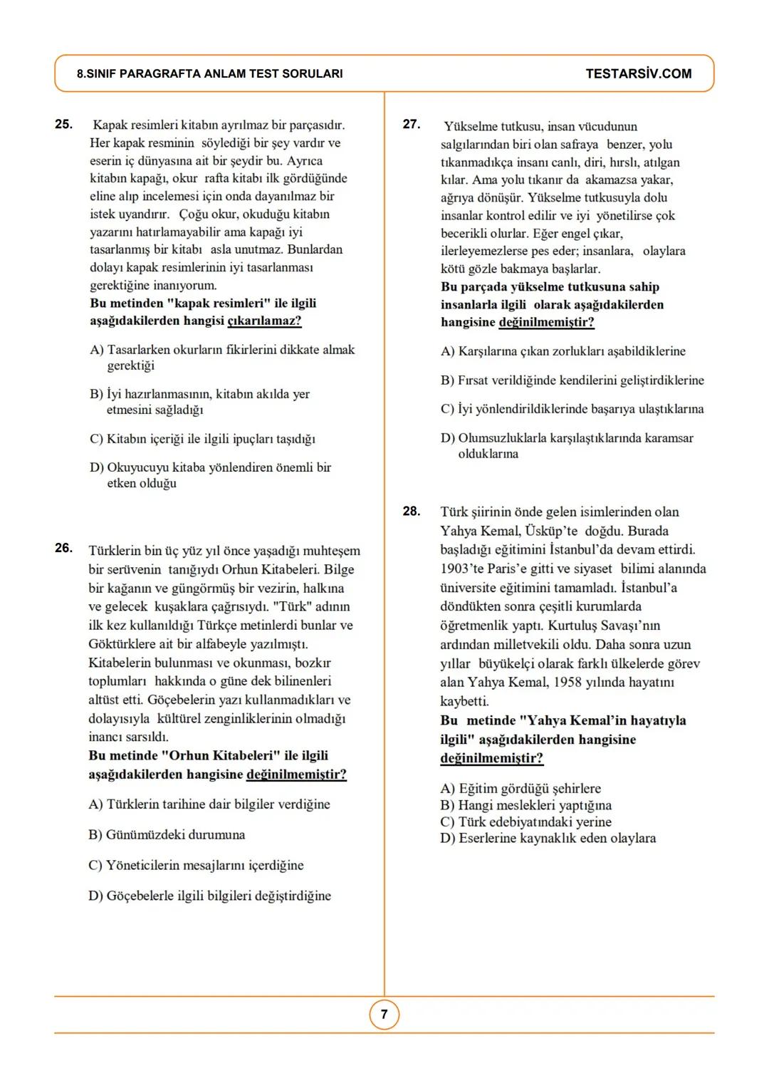 1.
8.SINIF PARAGRAFTA ANLAM TEST
Çıkmış Sorulardan Oluşturulmuştur
SORULARI
Ticarette kâr ve zarar hanesi diye bir terim
kullanılır. Bunu bi