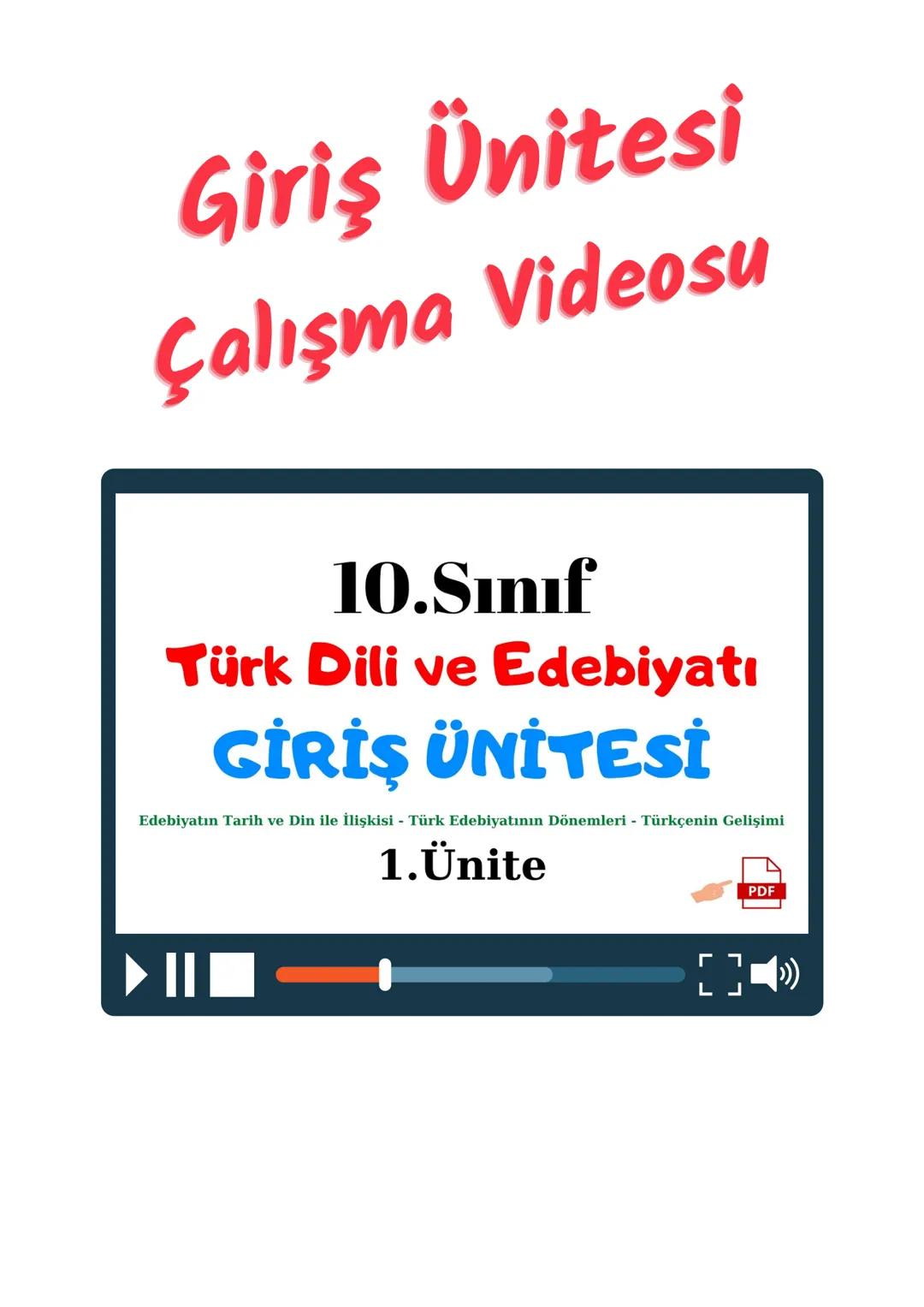 DENİZ HOCA
10.SINIF
TÜRK DİLİ
VE
EDEBİYATI
1.Dönem 1.Yazılı
VIDEO DESTEKLİ ÇALIŞMA KAĞIDI •
•
(O.SINIF
I.DÖNEM I.YAZILI KONULARI
• EDEBİYAT-
