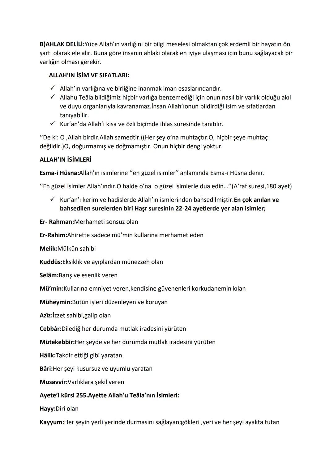 # 10.SINIF 1.ÜNİTE DİN KÜLTÜRÜ DERS NOTLARI
ALLAH İNANCI VE İNSAN
✓ Allah'a iman, İslâm'ın inanç esaslarını oluşturur.
✓ Allah'a inanmak,