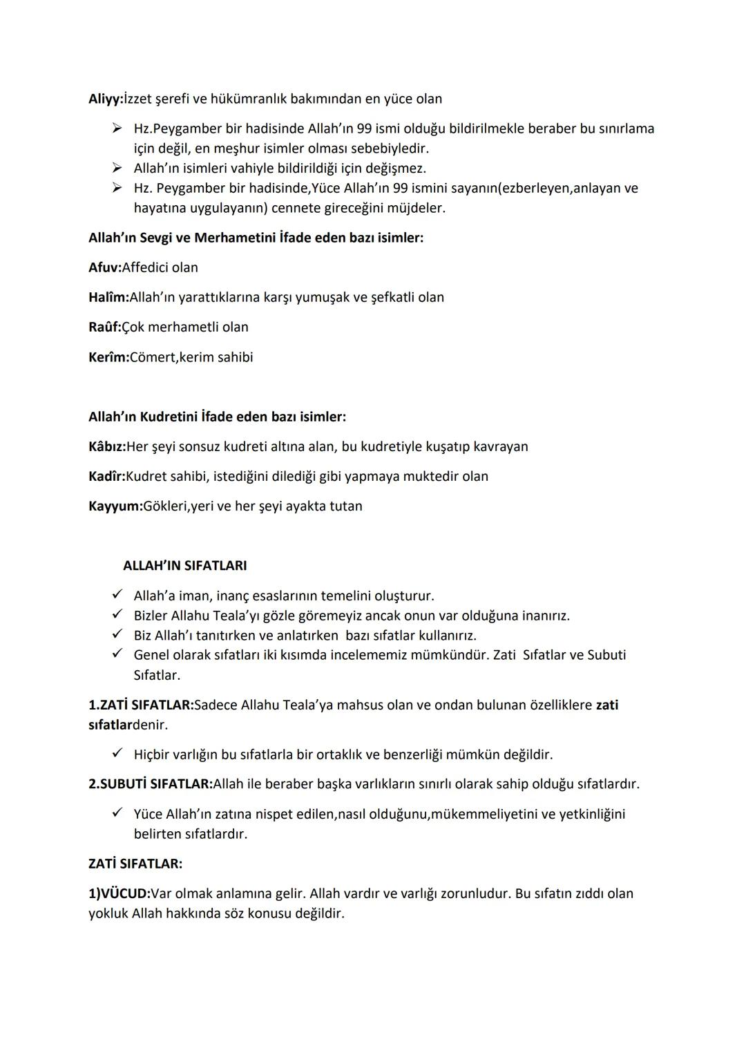 # 10.SINIF 1.ÜNİTE DİN KÜLTÜRÜ DERS NOTLARI
ALLAH İNANCI VE İNSAN
✓ Allah'a iman, İslâm'ın inanç esaslarını oluşturur.
✓ Allah'a inanmak,